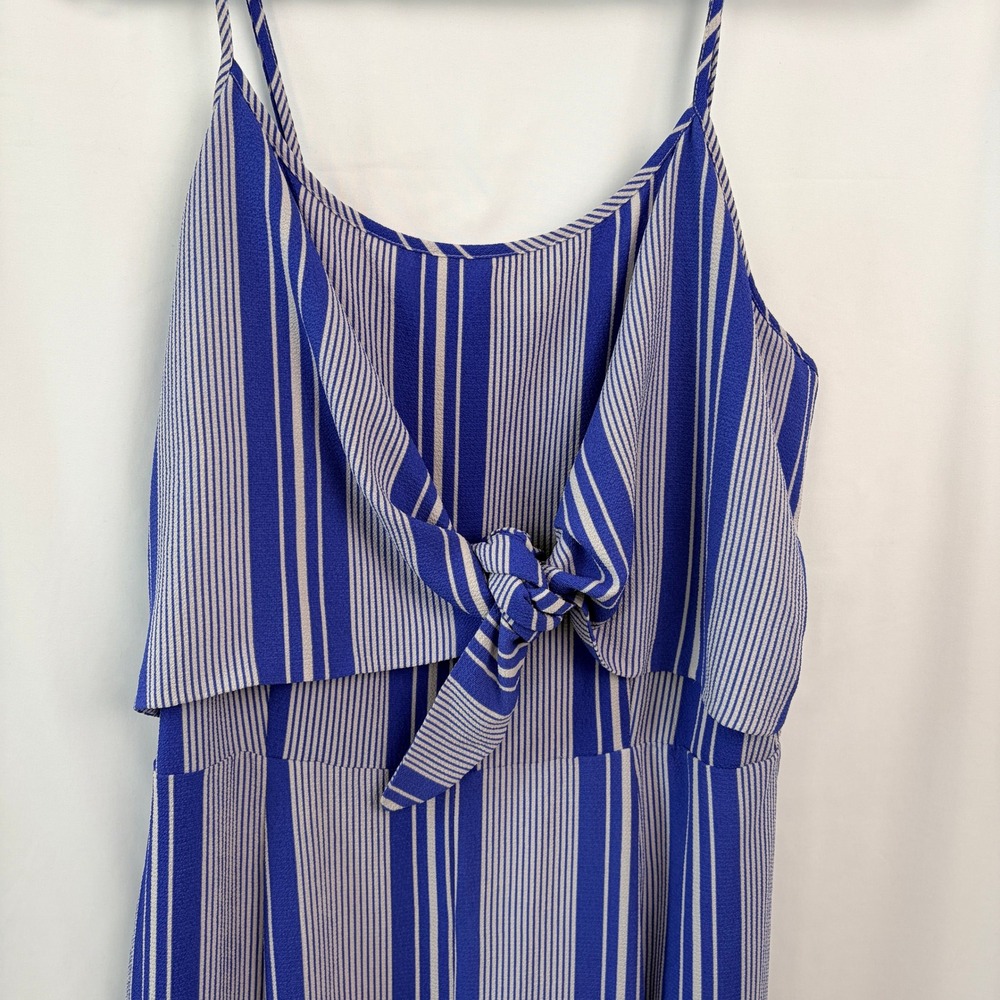 Sandy & Sid Striped Wide Leg Jumpsuit XL Blue White Excellent‎